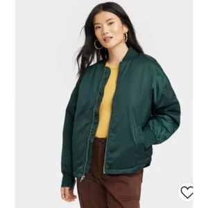 Womens Bomber Jacket A New Day Green Size Large NEW